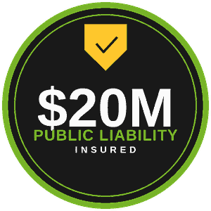 Public Liability Insured $20M trust badge