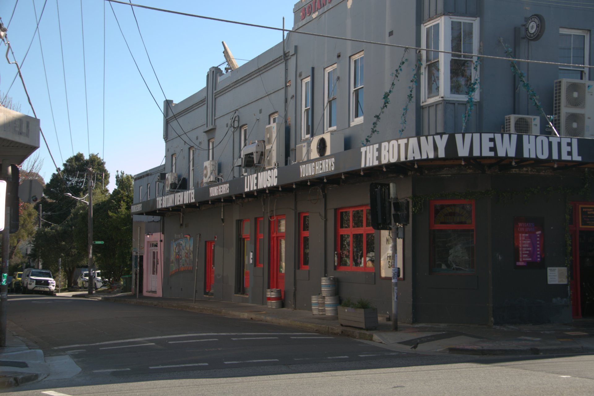 The Botany View Hotel in Newtown with its full-length street awning and signage